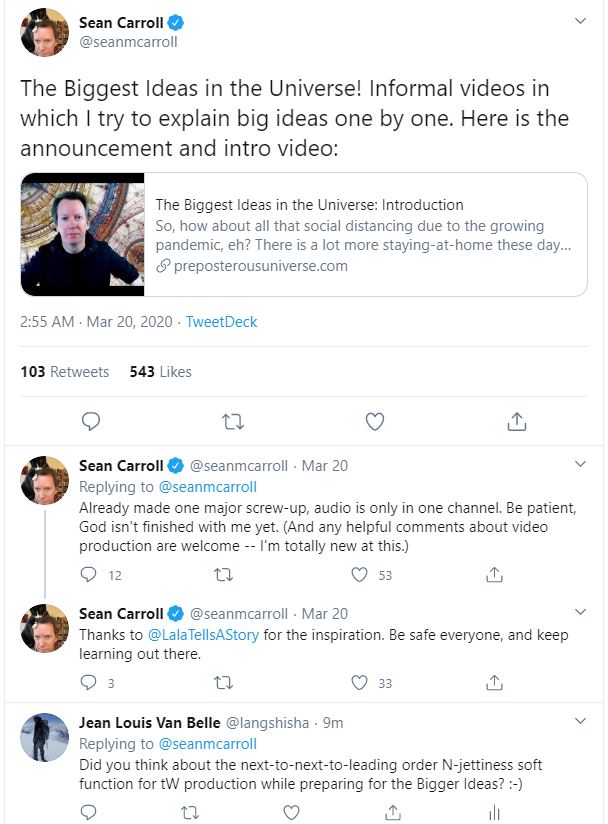 Sean Caroll next tweet